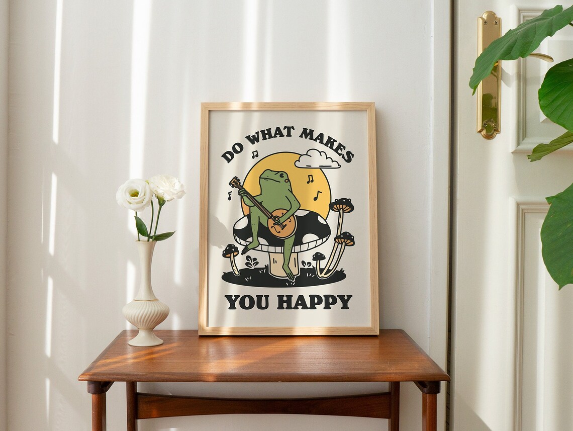 Banjo Frog Vintage Mushroom Illustration Art Print - Image 3