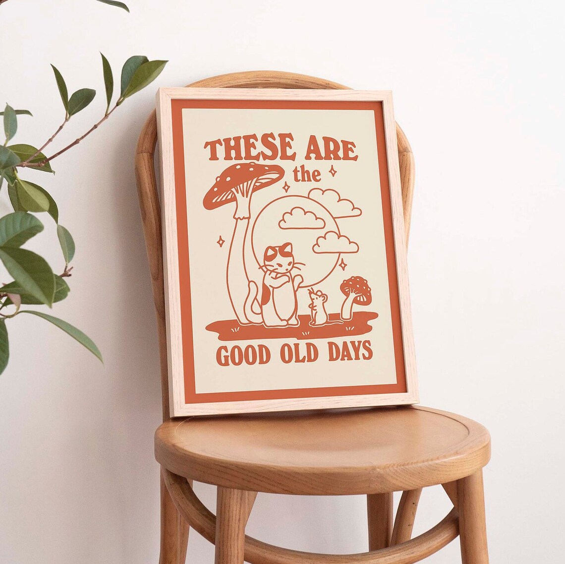 Cat And Mouse Mushroom Print, Retro Poster - Image 2