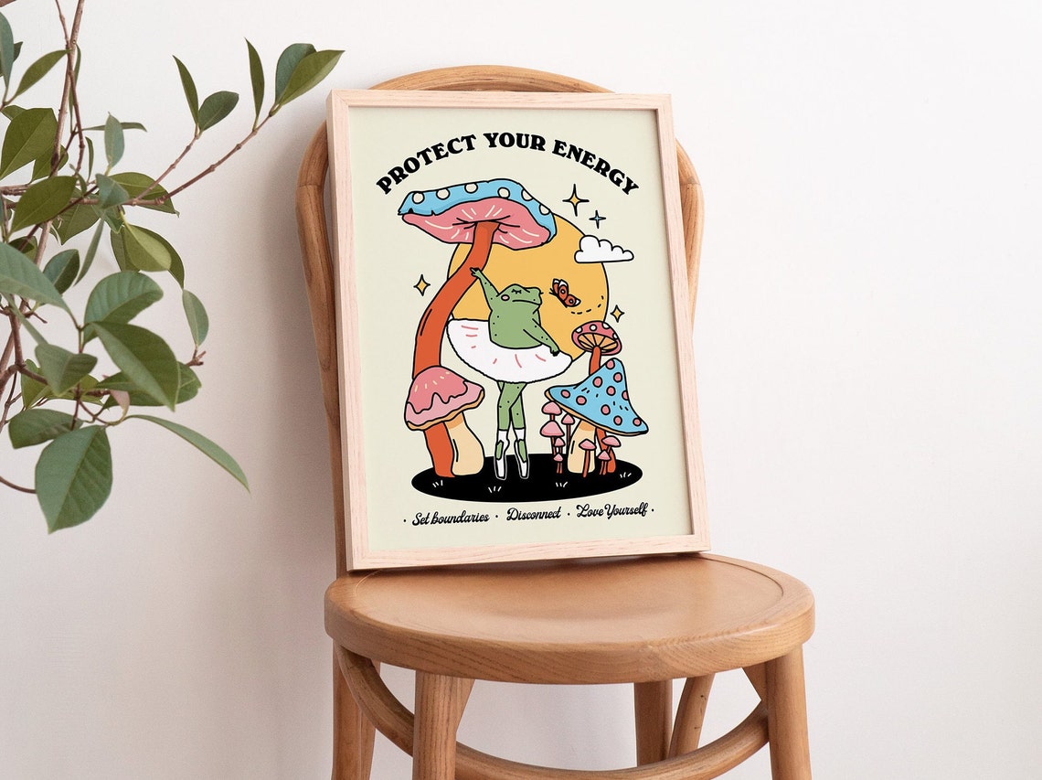 Protect Your Energy Frog Ballerina Mushroom Self Care Wall Art - Image 3