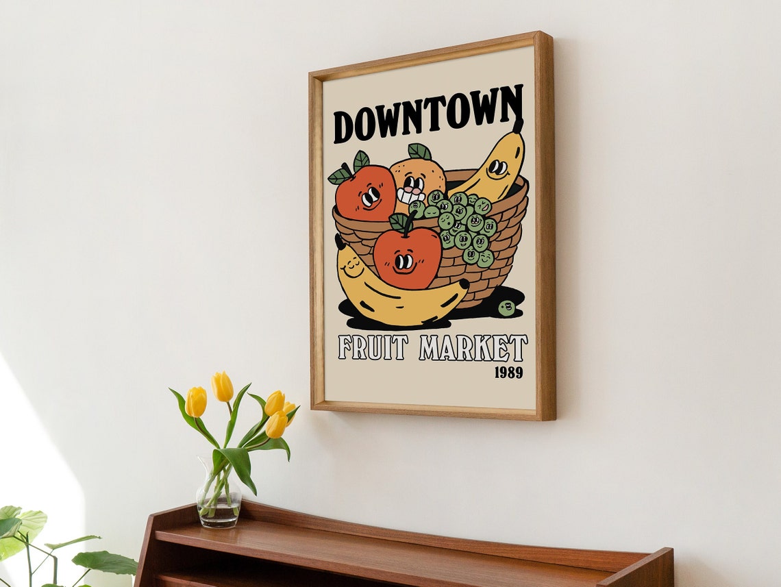 Downtown Fruit Market 1989 Banana Apple Retro Kitchen Cute Poster - Image 4