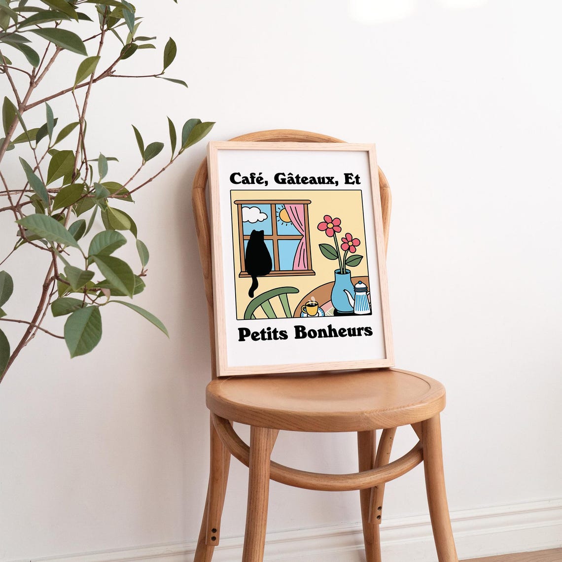 Cafe Gateaux Petits Bonheurs Cozy French Cat Coffee Kitchen Poster - Image 4