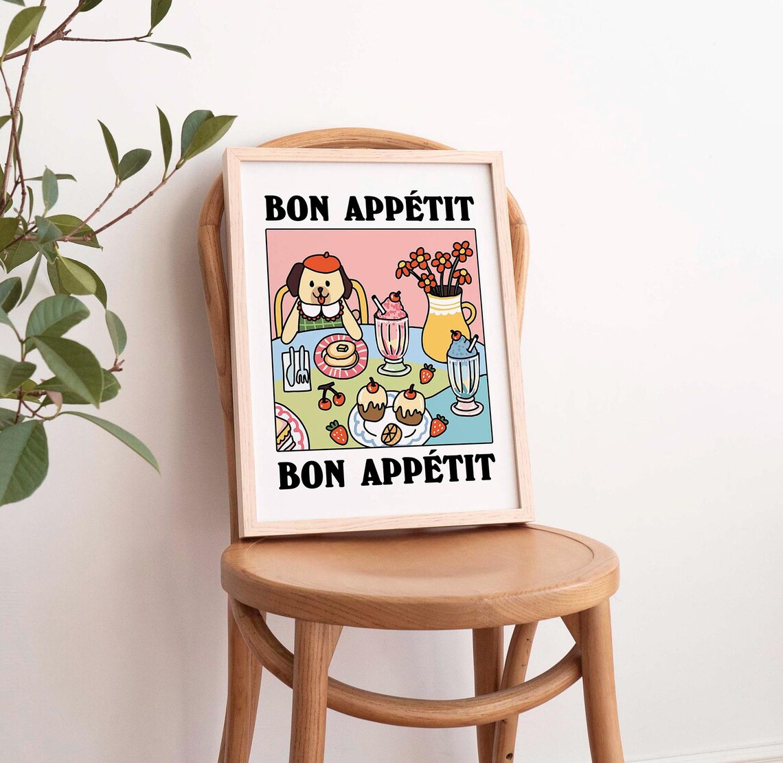 Bon Appetit Cute Dog Dessert Retro Kitchen Funny Food Poster - Image 4