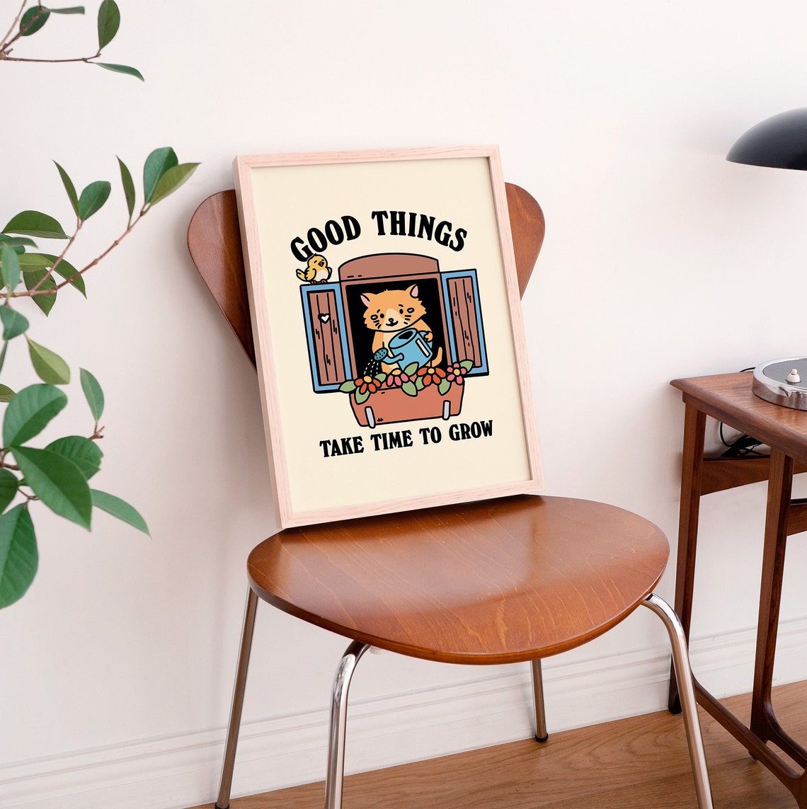 Flower Cat Wall Print Retro Spring Classroom Decor Cute Quote Poster Maximalist Positive Posters - Image 3
