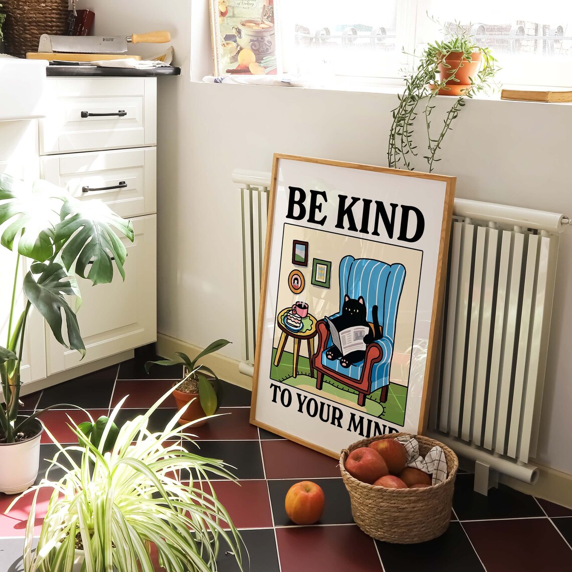 Be Kind Cat Print, Cute Black Cat Illustration - Image 3