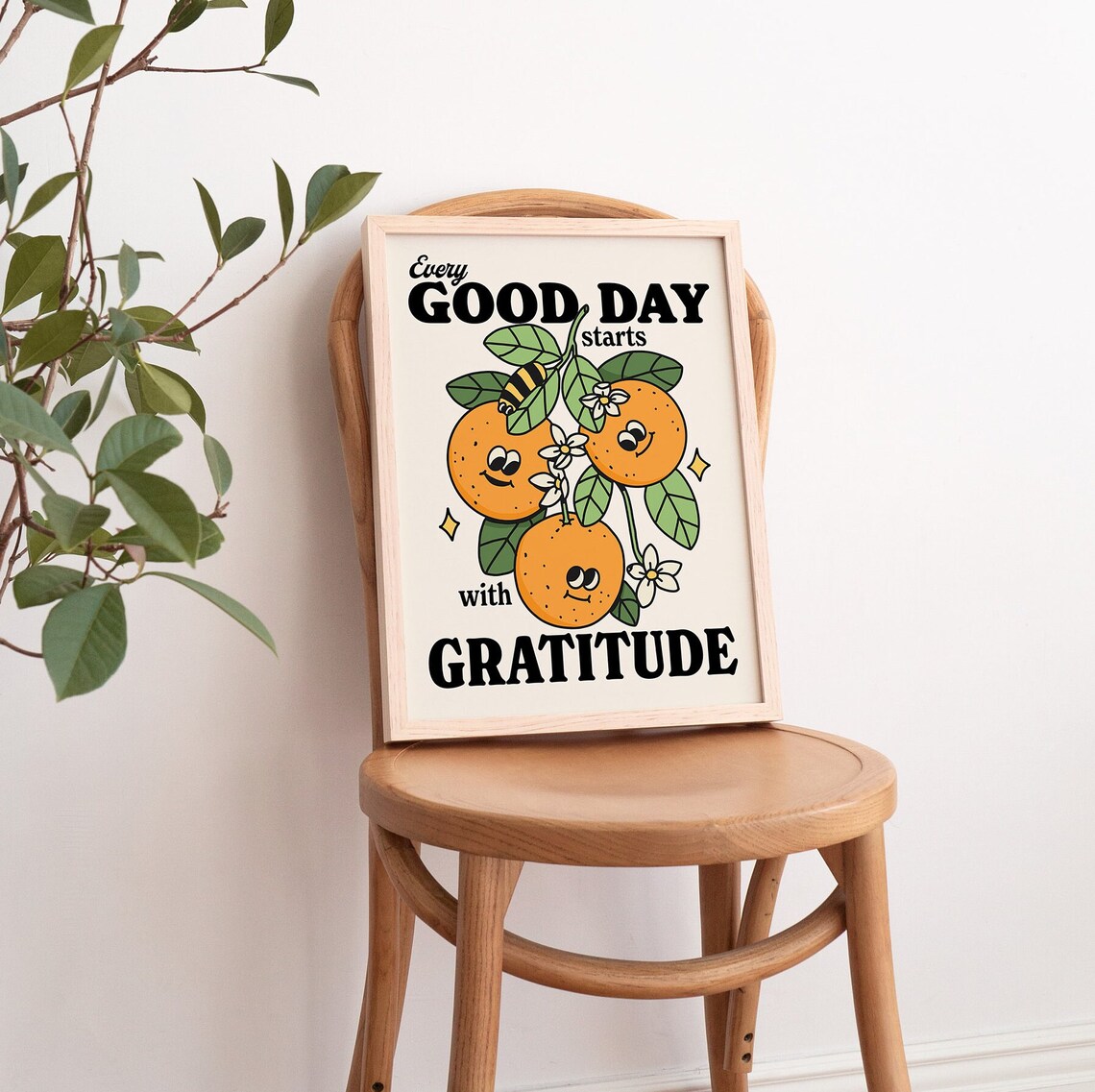 Retro Gratitude Print, Colorful Fruit Botanical Art - Image 2