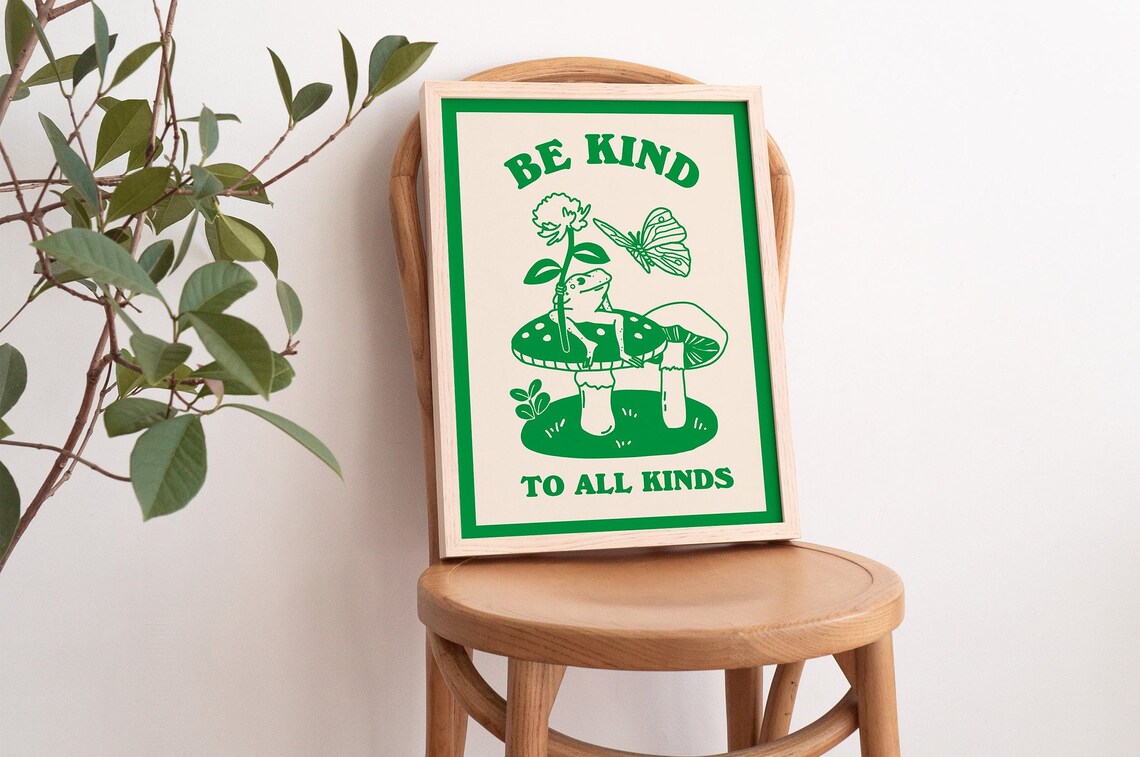 Retro Frog Mushroom Illustration Art Print - Image 3