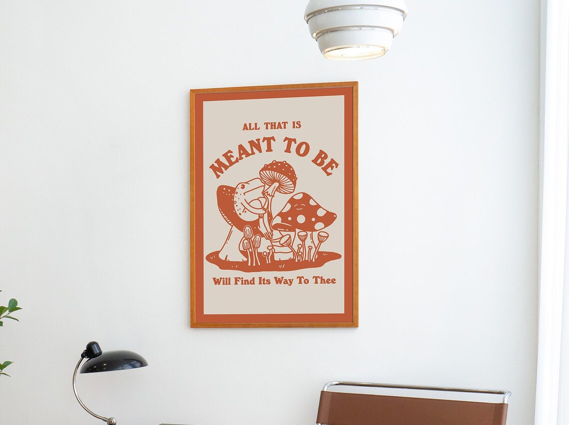 Retro Frog Mushroom Poster, 70s Style Art Print - Image 2