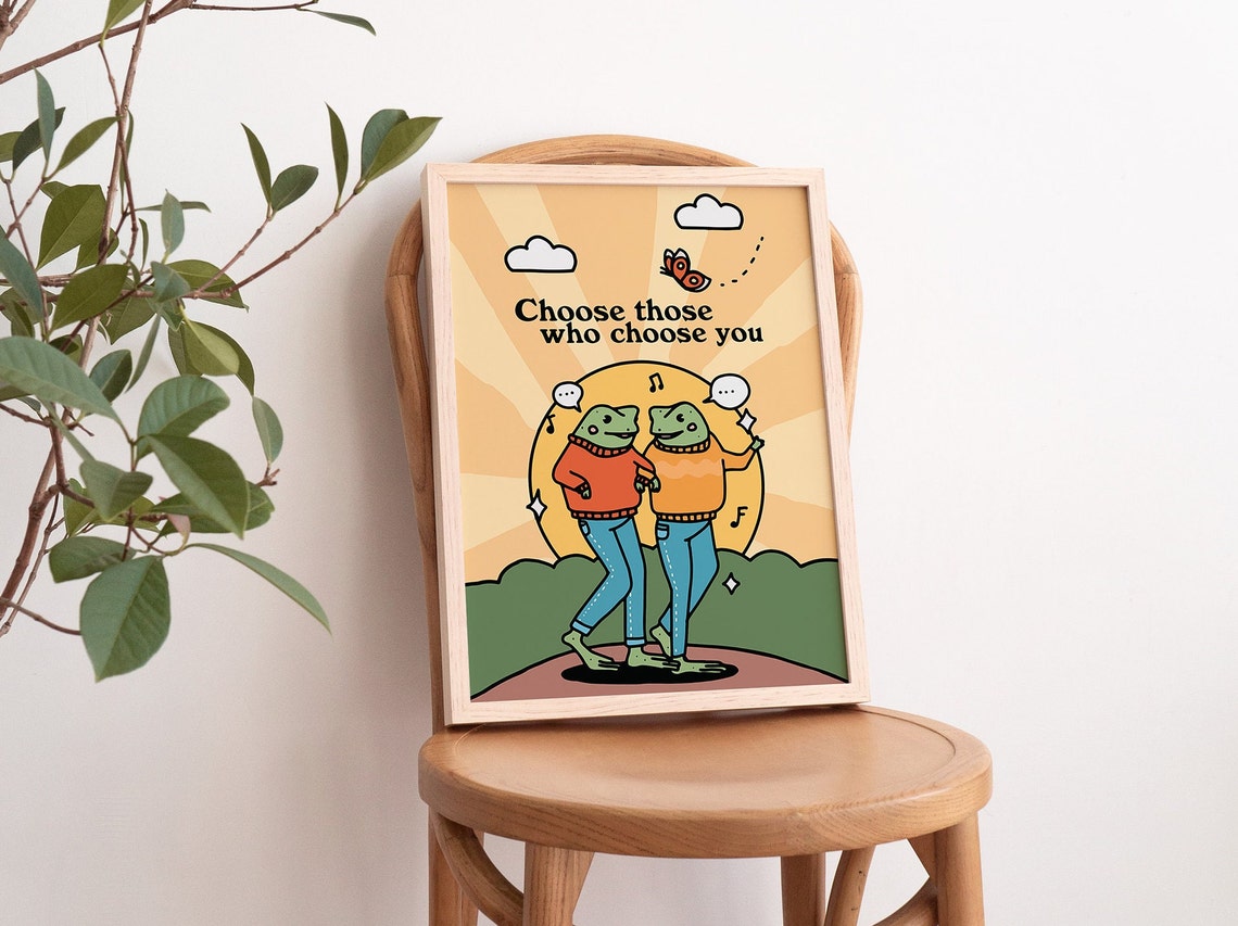 Retro Frog Friendship Print Retro Frog Poster Cute Quote Retro Room Decor Kids Classroom Prints - Image 3