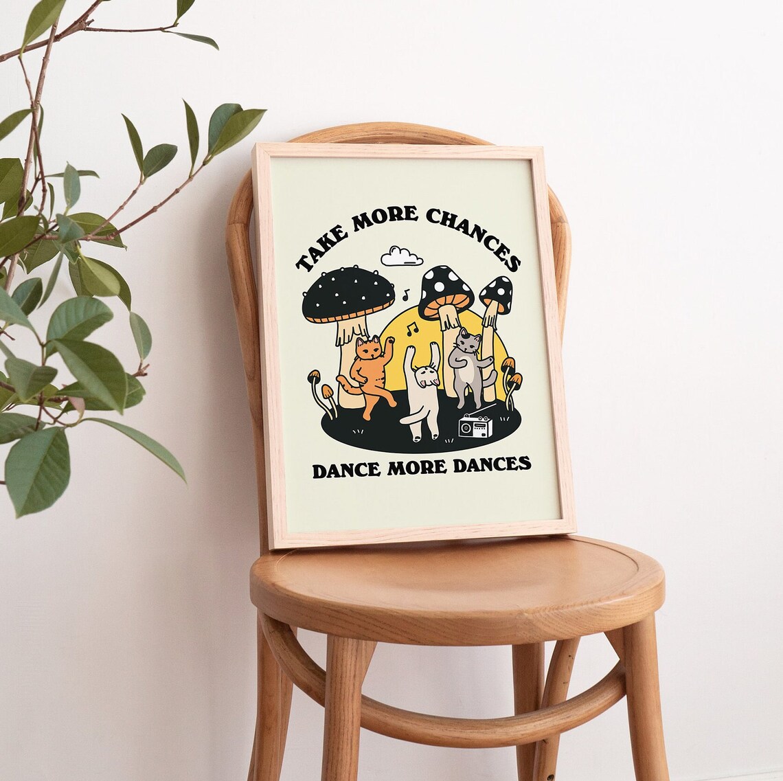 Retro Dancing Cats Vintage Illustration Art Print - Image 3