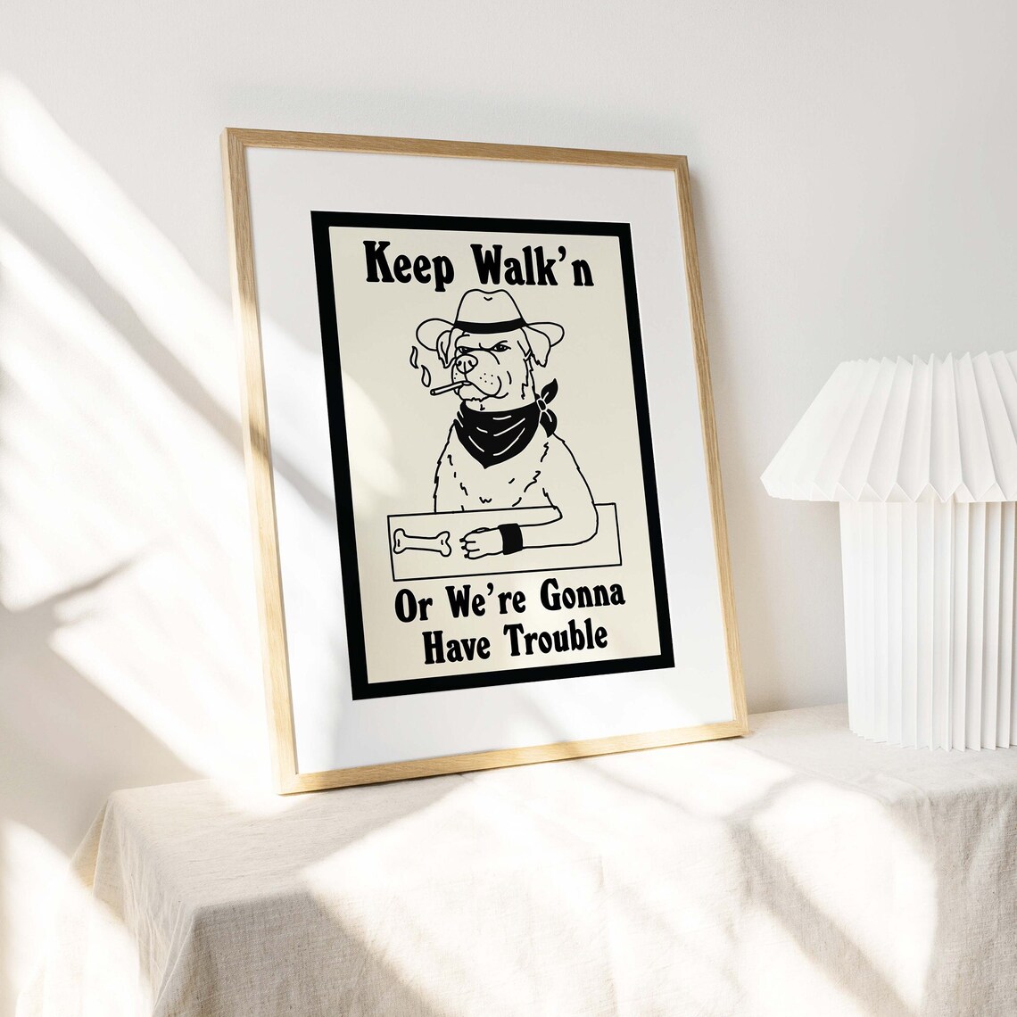 Keep Walking Cowboy Dog Funny Western Line Art Wall Decor Print - Image 3