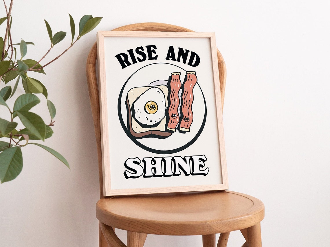 Rise And Shine Cute Breakfast Plate Eggs Bacon Smiling Food Poster - Image 3