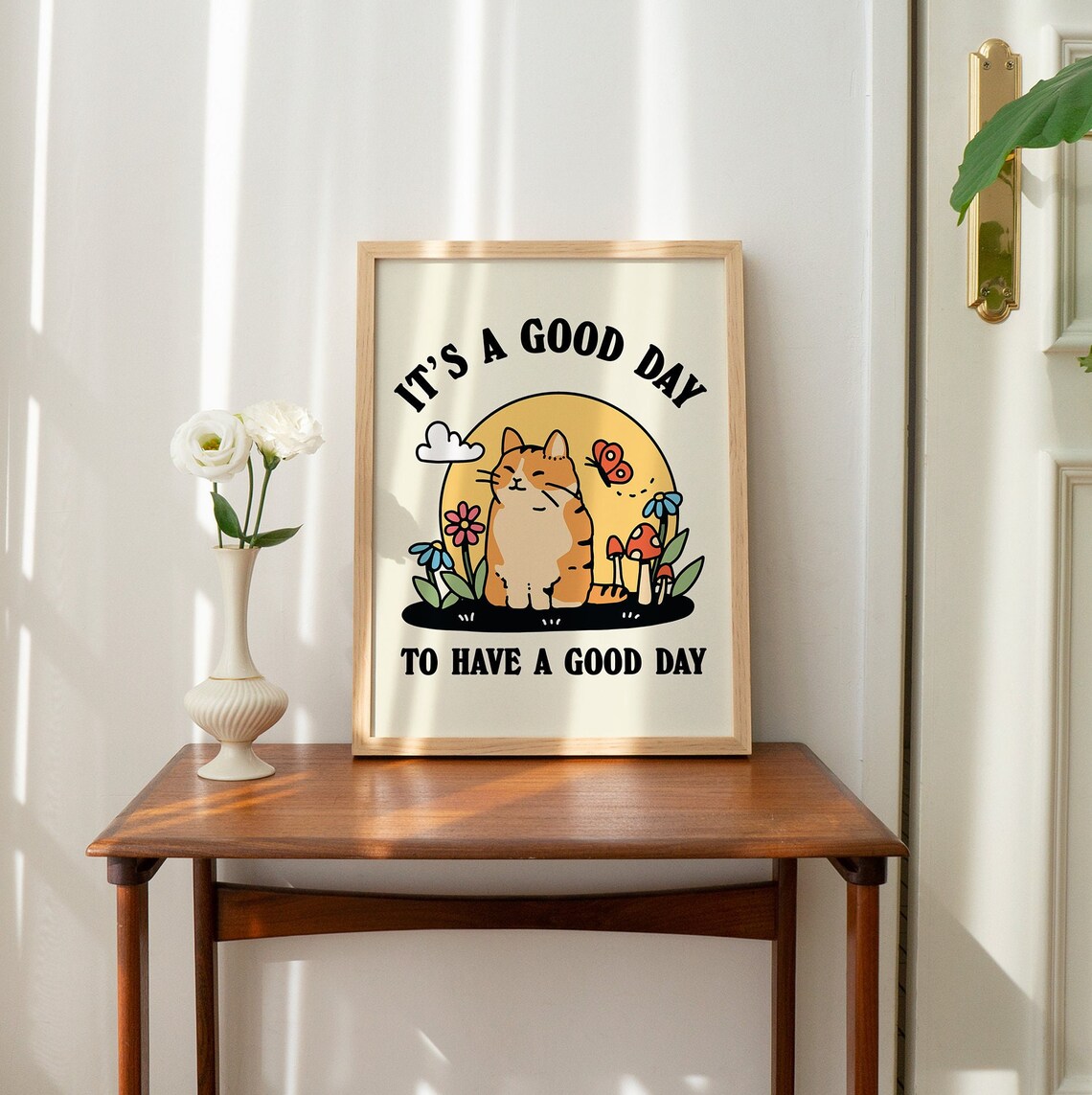 Its A Good Day To Have A Good Day Cat Poster Cute Retro Classroom Print - Image 2