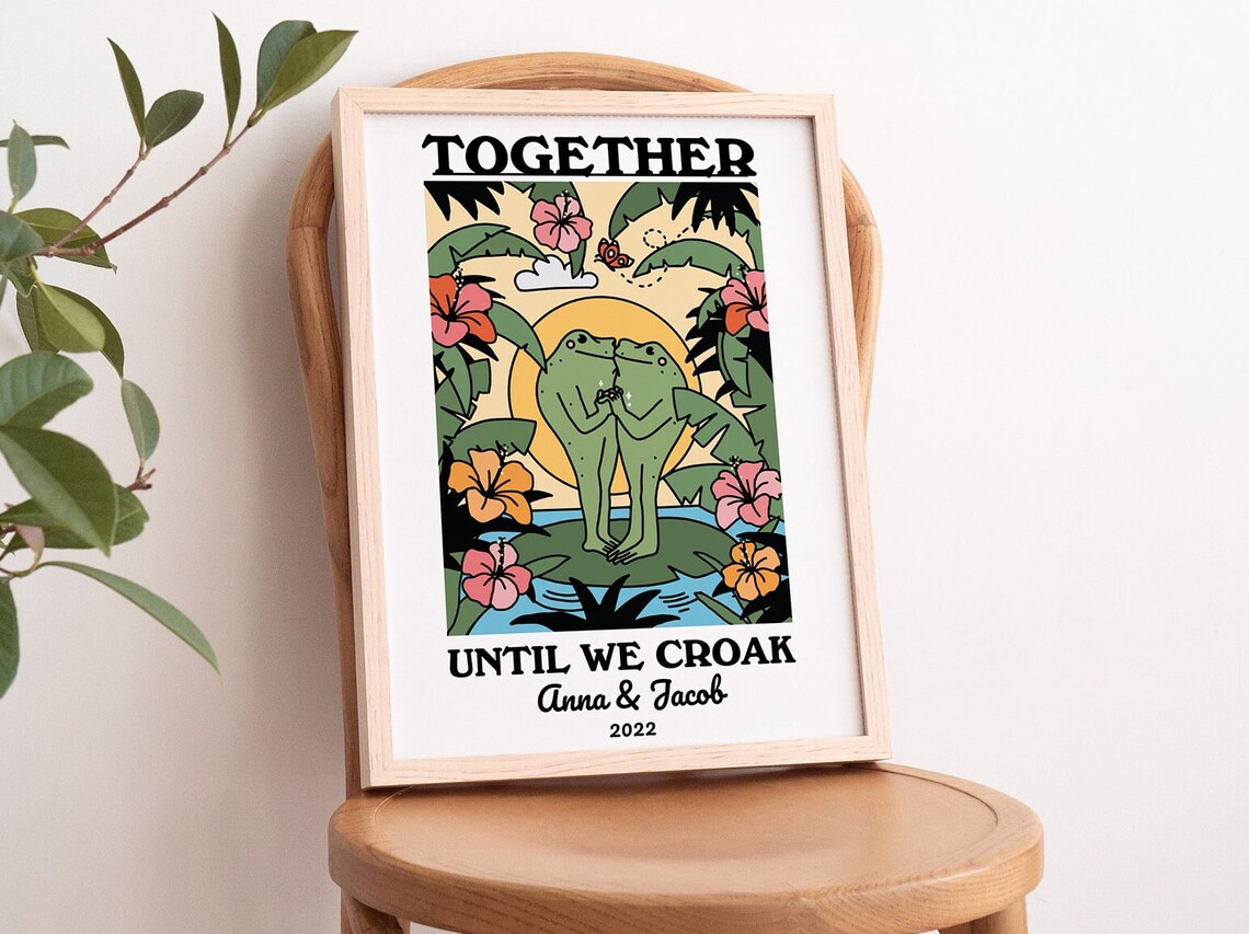Custom Tropical Frog Print, Retro Mushroom Art Print - Image 4