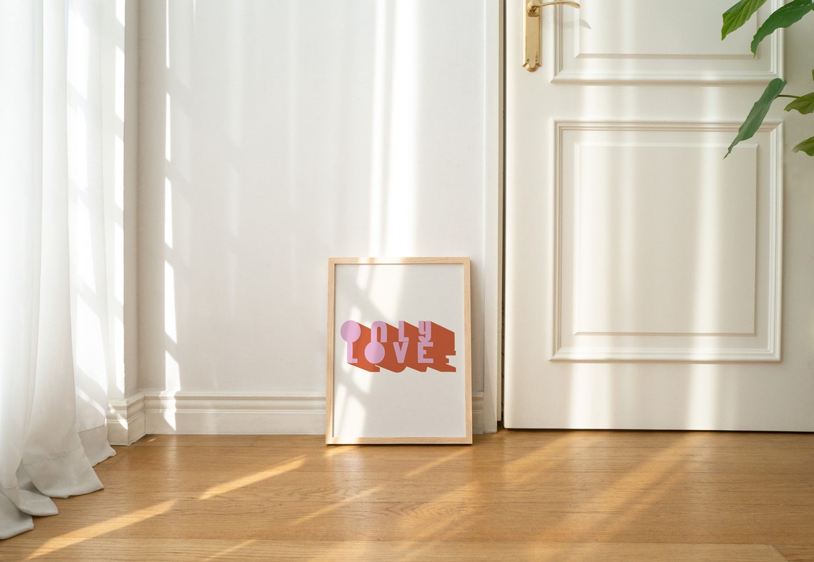 Only Love Retro 3D Shadow Typography Minimalist Positivity Poster - Image 2