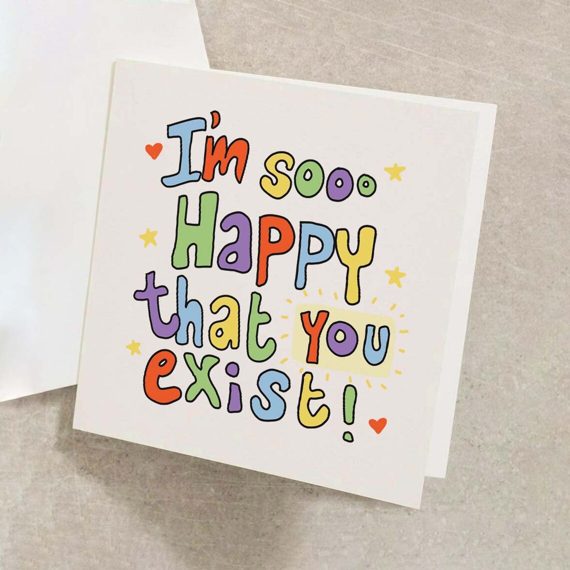 Im Soo Happy That You Exist Card Funny Birthday Love Partner Greeting Card - Image 2