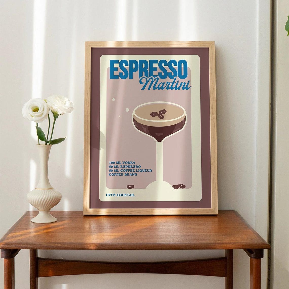 Espresso Martini Vodka Cocktail Recipe Retro Bar Kitchen Poster - Image 3
