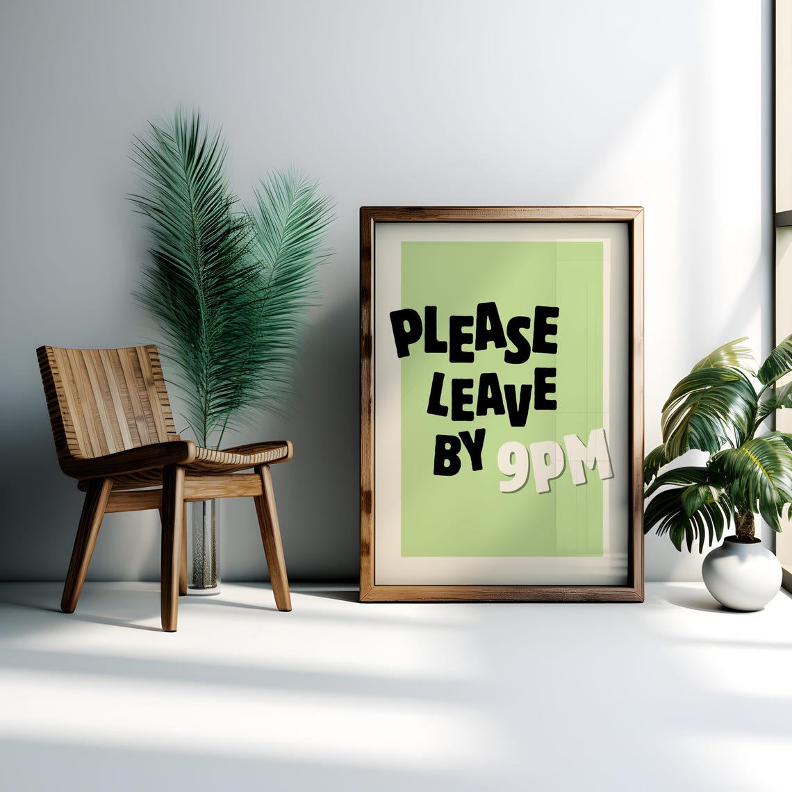 Please Leave by 9PM Bold Black and Yellow Typography Quote Poster - Image 3