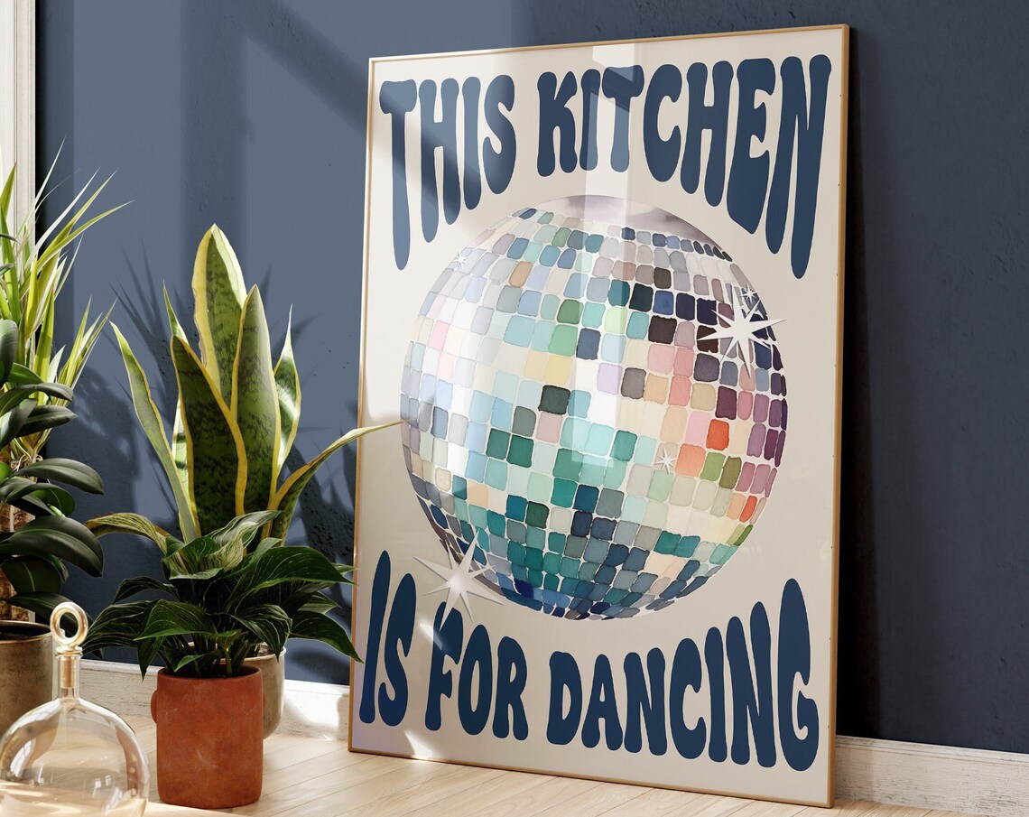 This Kitchen Is For Dancing Retro Disco Poster