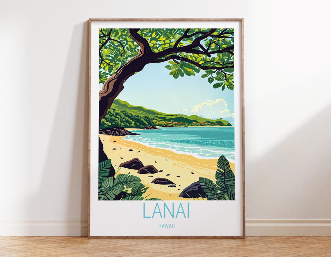 Lanai Hawaii Golden Beach Beneath Overhanging Tree Branch Poster