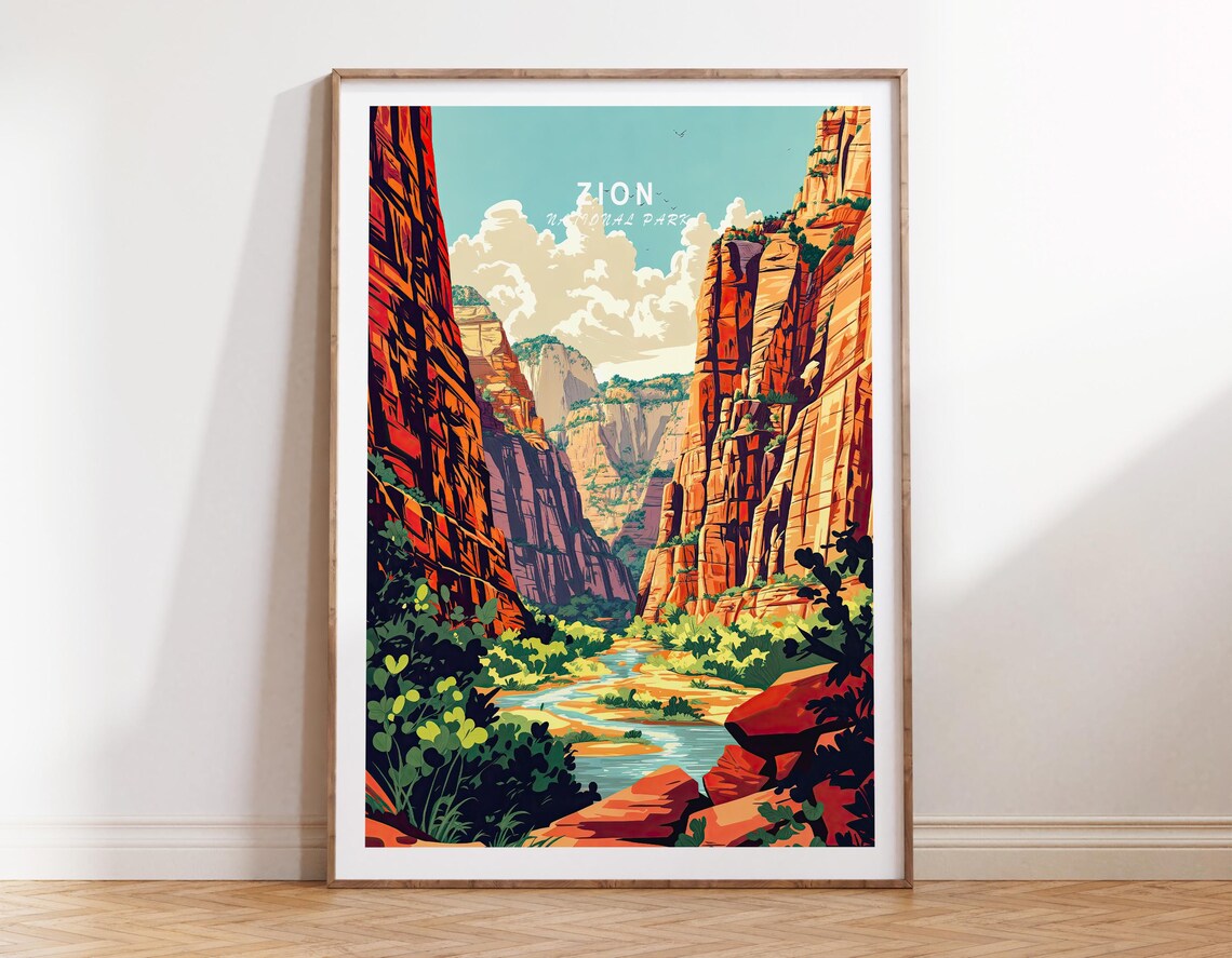 Zion National Park Travel Poster, Utah Travel Print