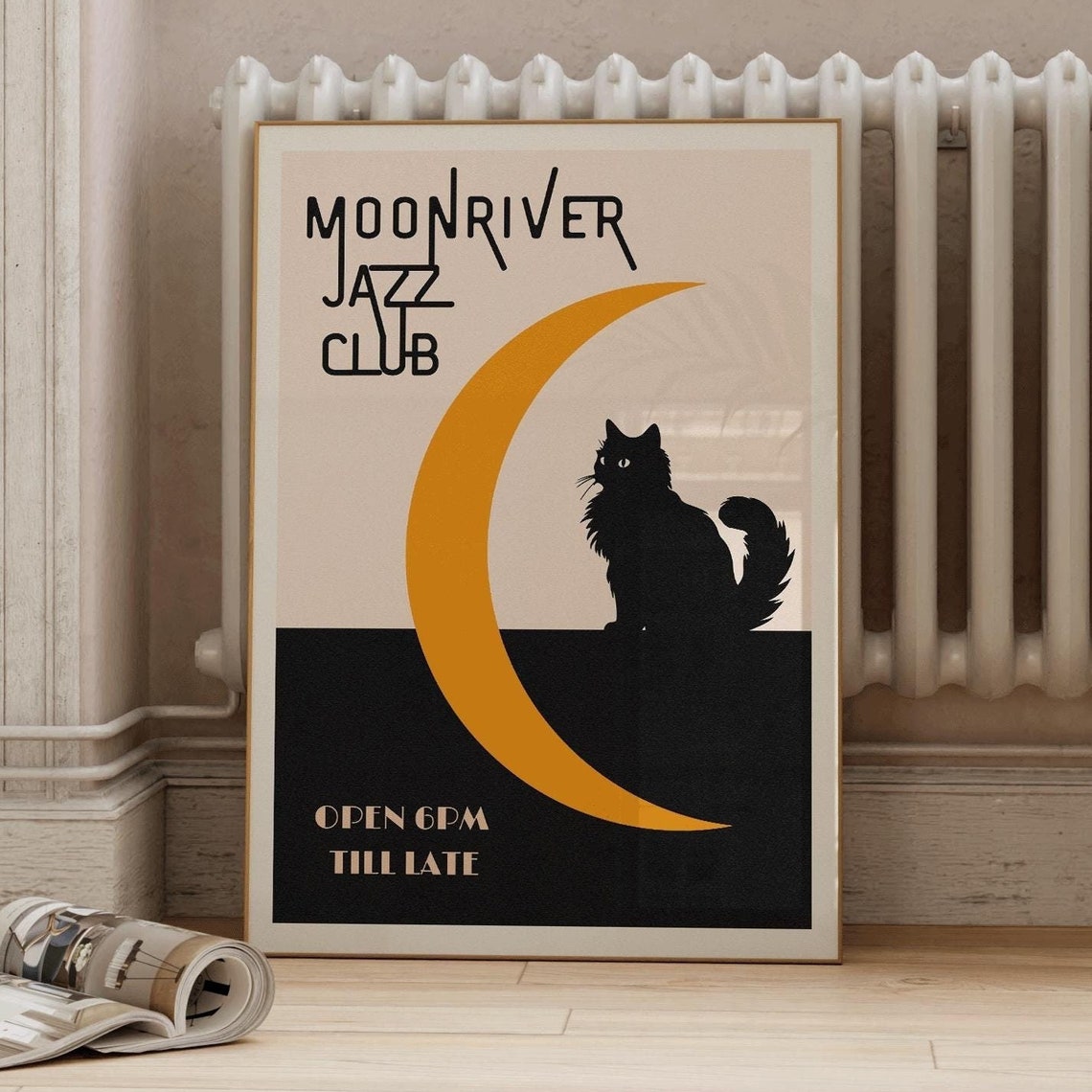 Moon River Cat Jazz Club Poster Jazz Poster Music Wall Art Vintage Music Poster Jazz Wall Art Music Print Retro Music Poster Cat Art - Image 2