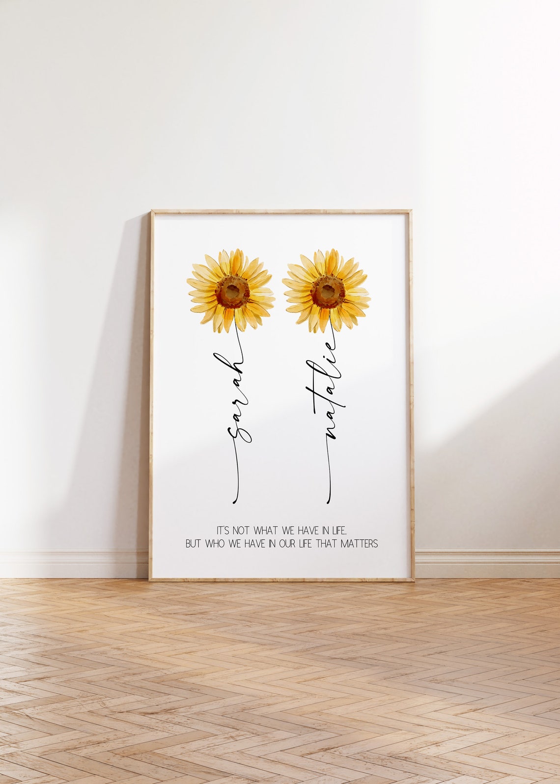 Personalized Friendship Sunflower Names Best Friend Gift Floral Poster - Image 2