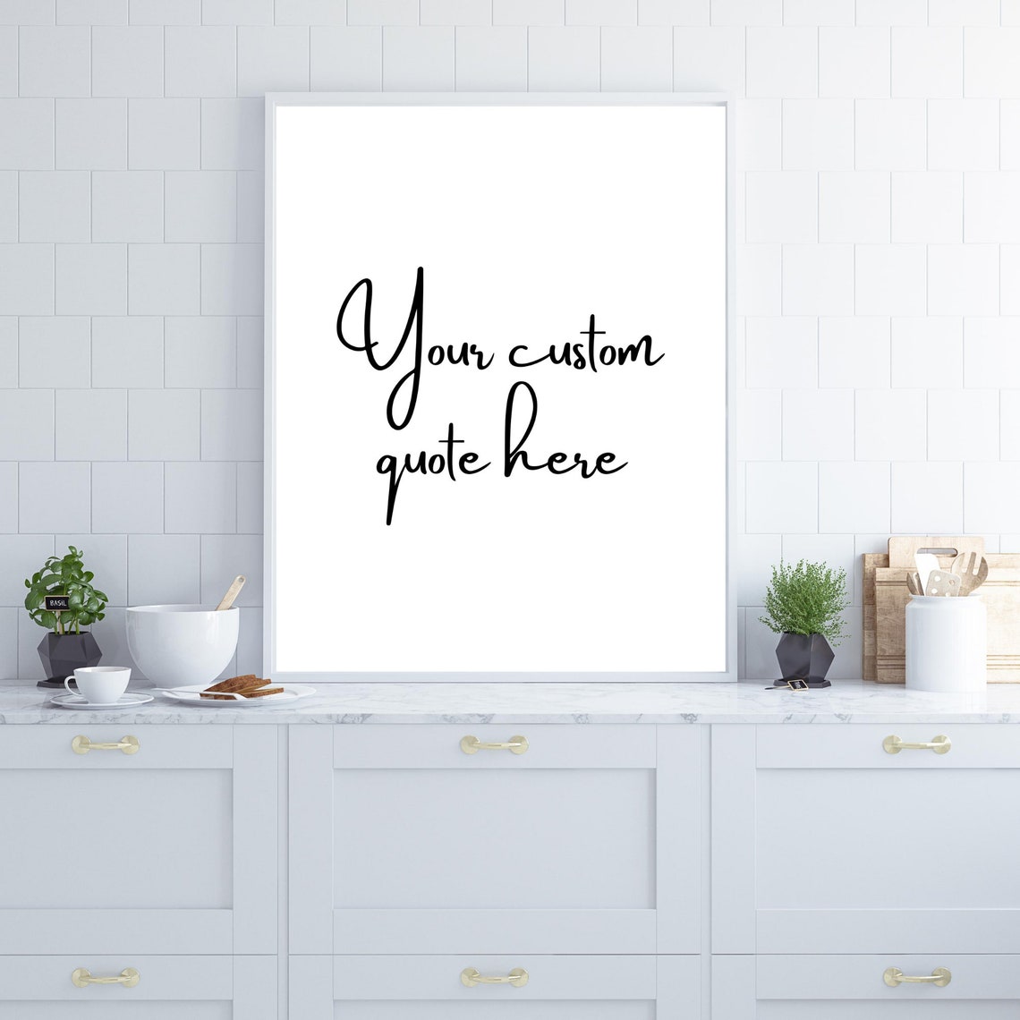 Custom Quote Script Black White Personalized Message Wall Poster - Image 2