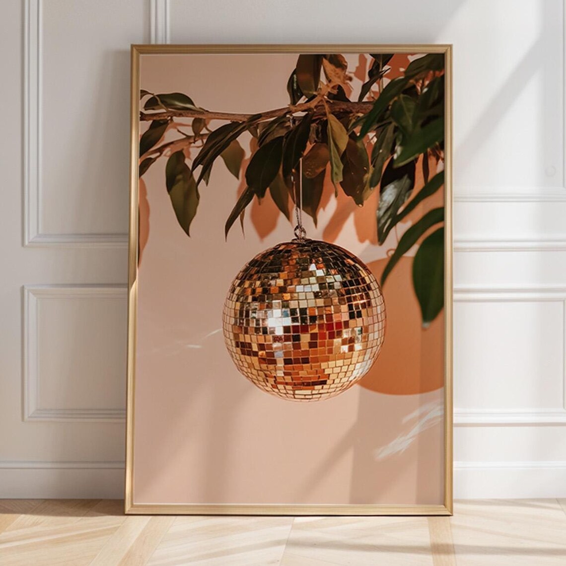 Disco Ball Orange Print, Surrealist Eclectic Decor