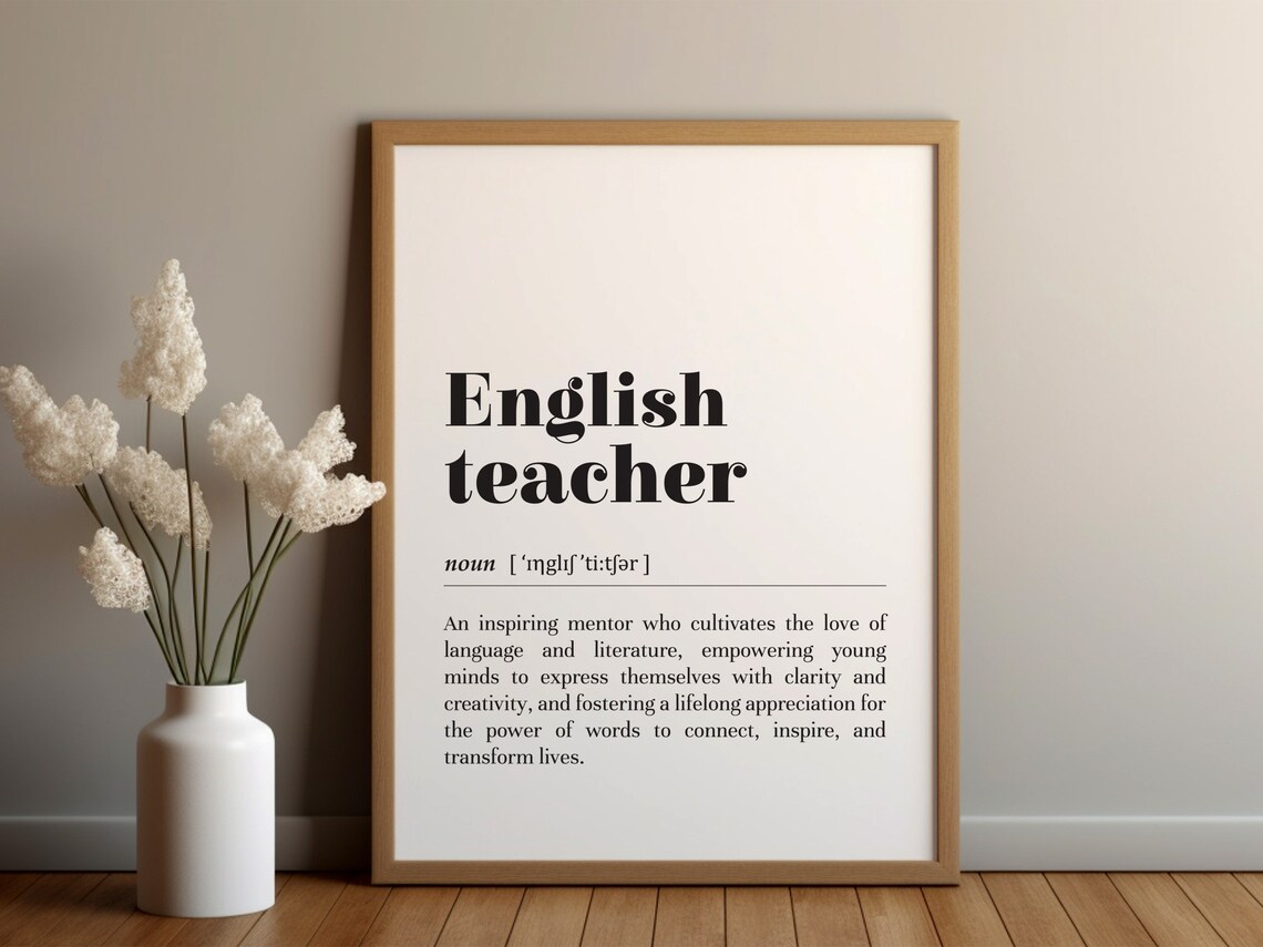 English Teacher Definition Poster, Typography Print