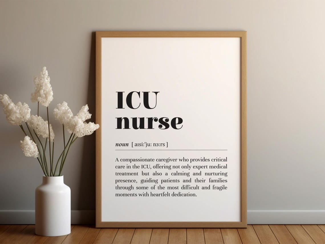 ICU Nurse Dictionary Definition Minimalist Healthcare Gift Poster