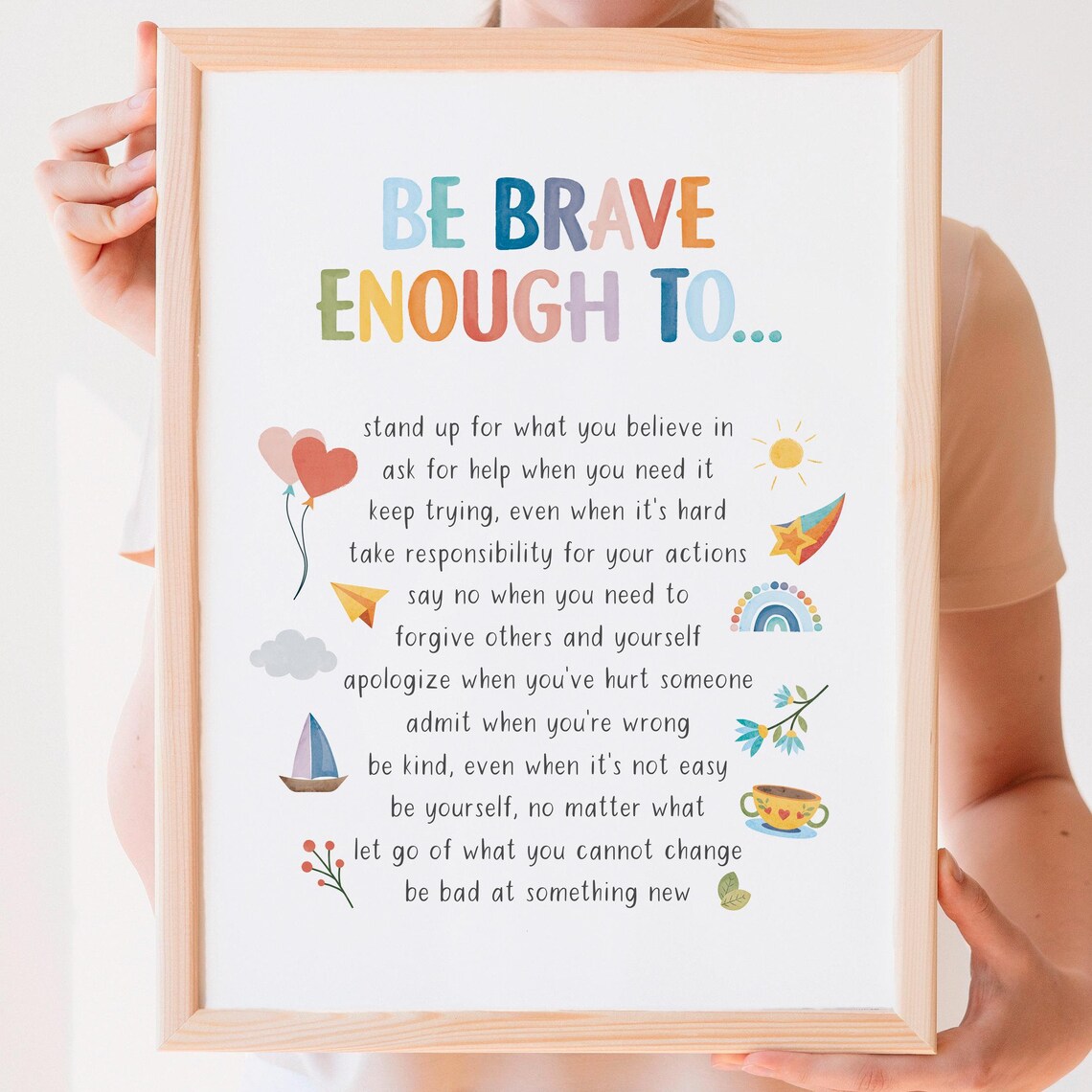 Be Brave Enough Positive Affirmations Art Print