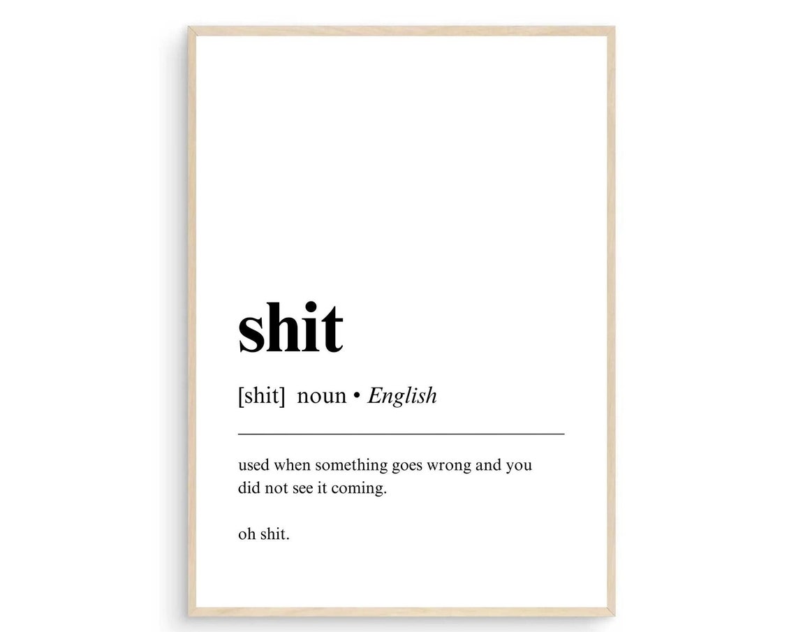 Shit Funny Definition Dictionary Poster Sarcastic Office Wall Decor