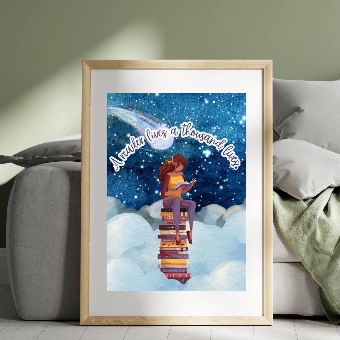 A Reader Lives A Thousand Lives Starry Night Sky Book Quote Poster