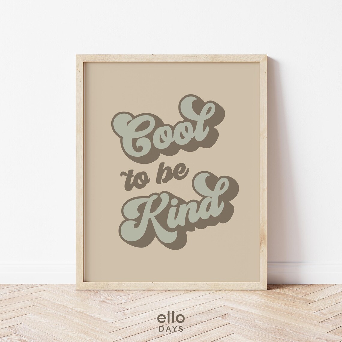 Cool To Be Kind Retro Lettering Quote Poster Kids Room Kindness Gift