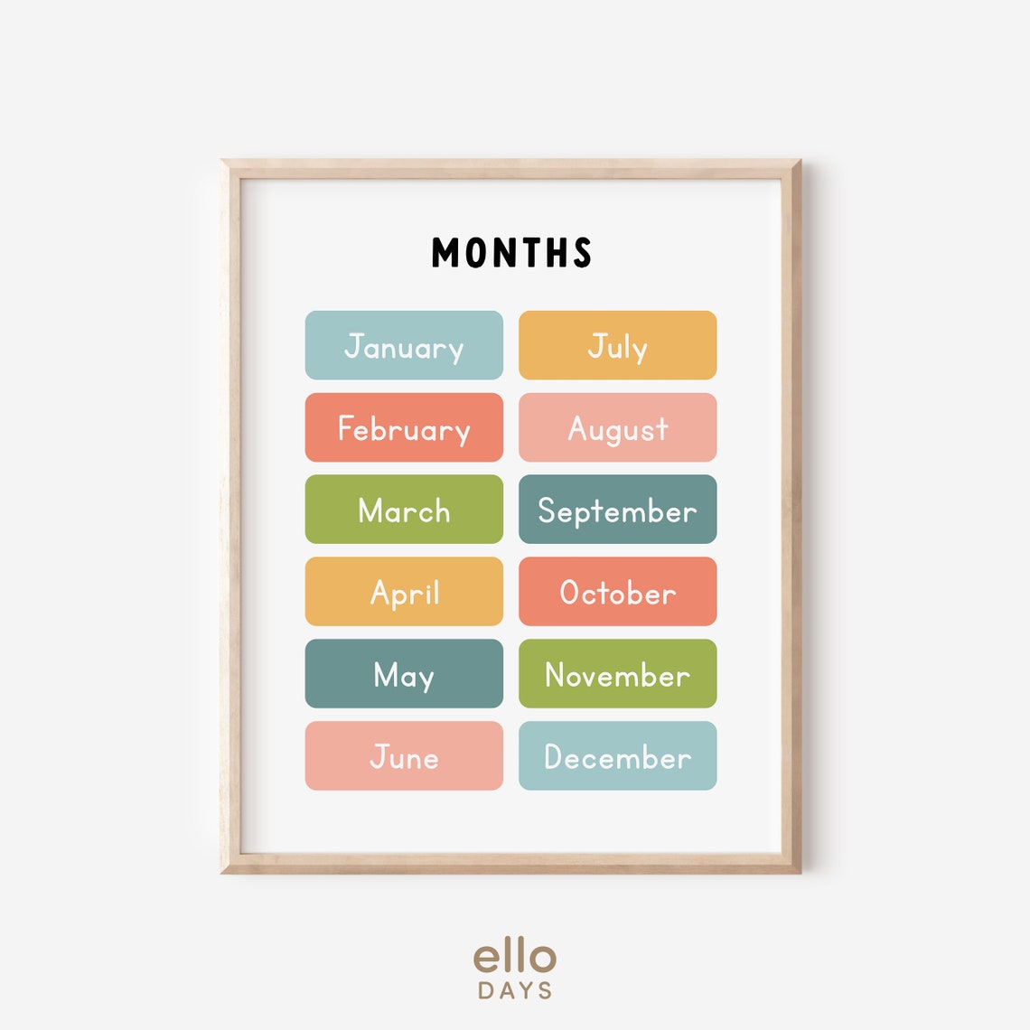 Months Of The Year Chart Colorful Blocks Kids Classroom Poster - Image 4