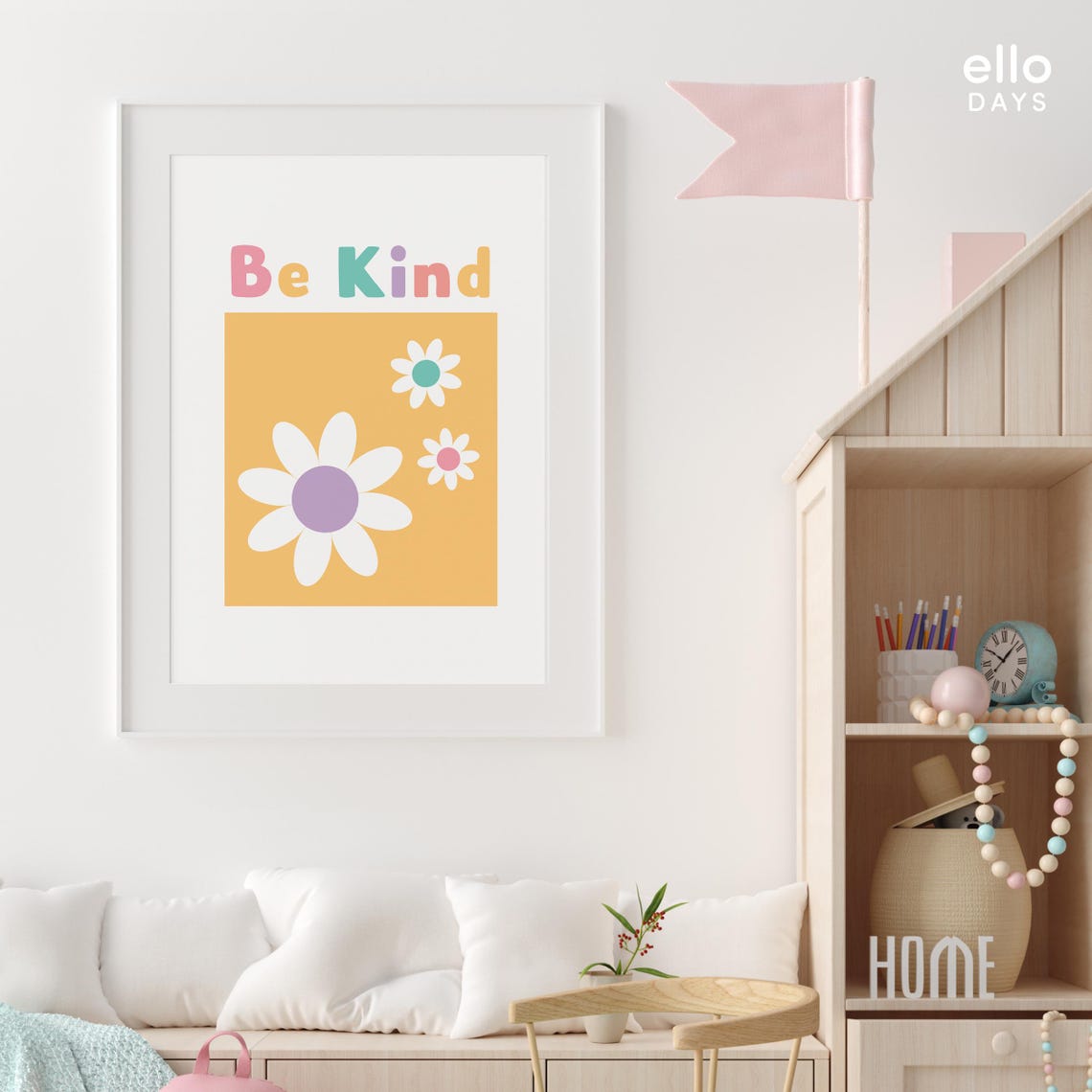 Be Kind Girl Room Print Kindness Motivational Poster Wall Art Girly Wall Art Decor Toddler Girl Playroom Print Teen Girl Room - Image 3