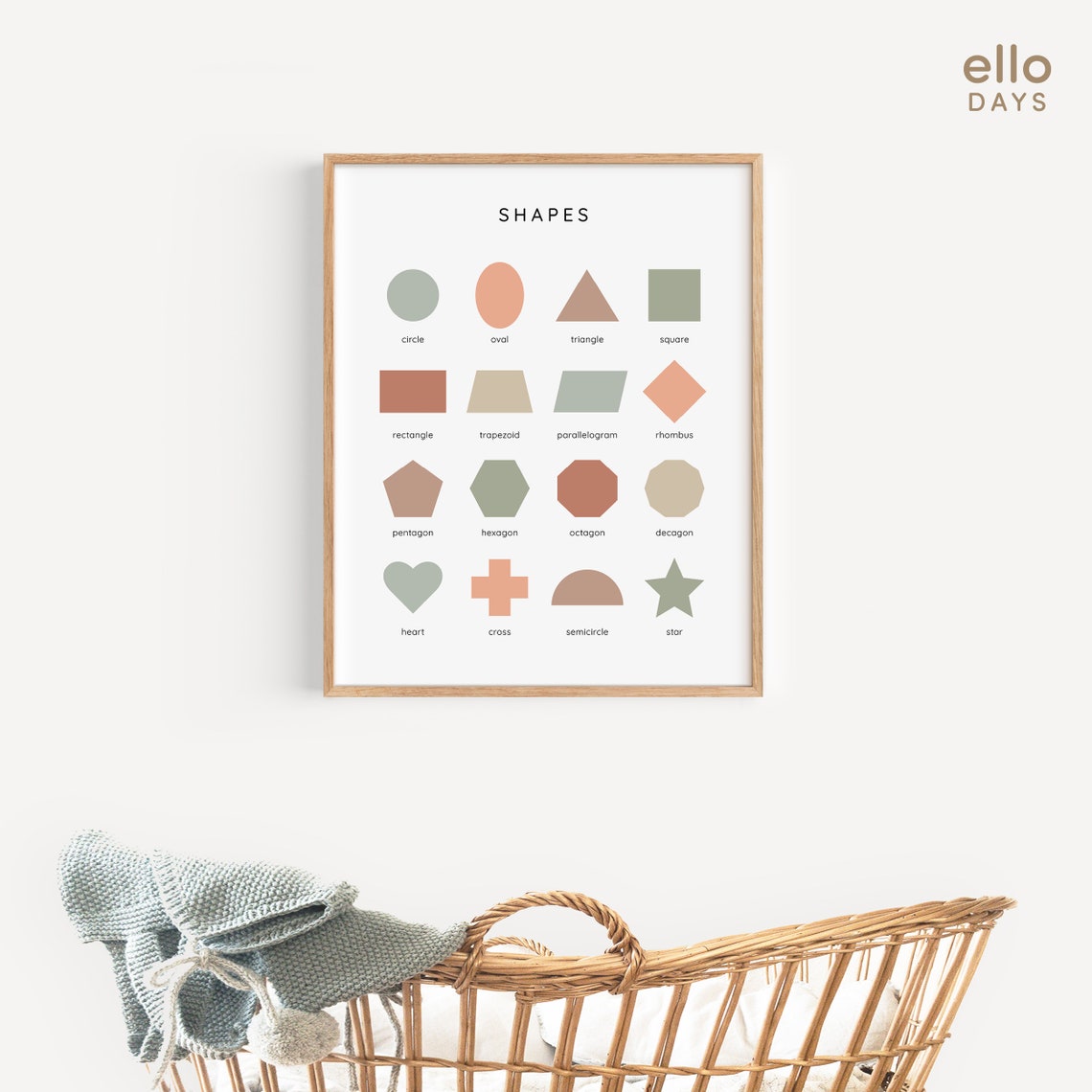 Shapes Chart 16 Geometric Shapes Neutral Kids Classroom Poster - Image 3
