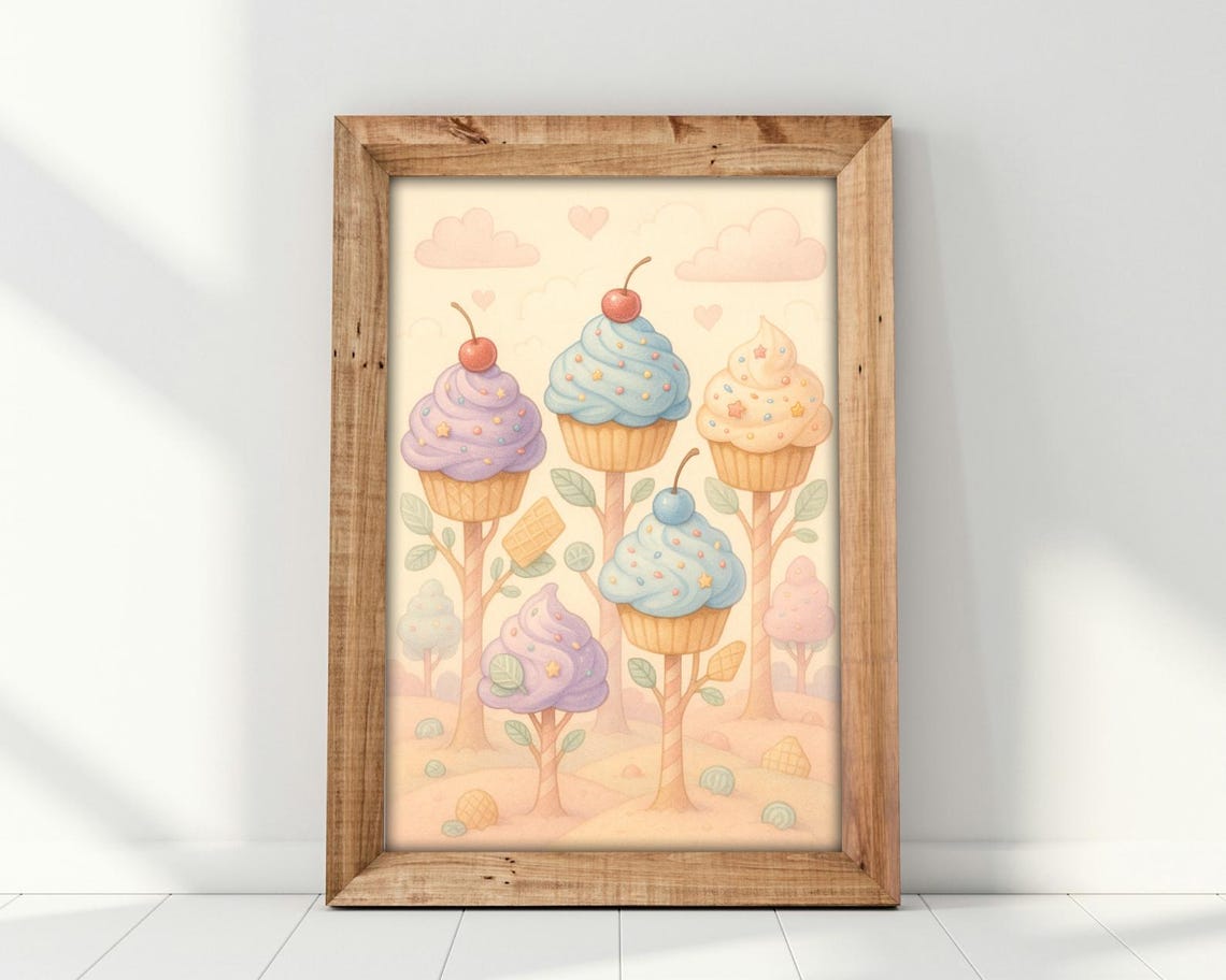 Pastel Cupcake Forest, Cute Dessert Fantasy - Image 2