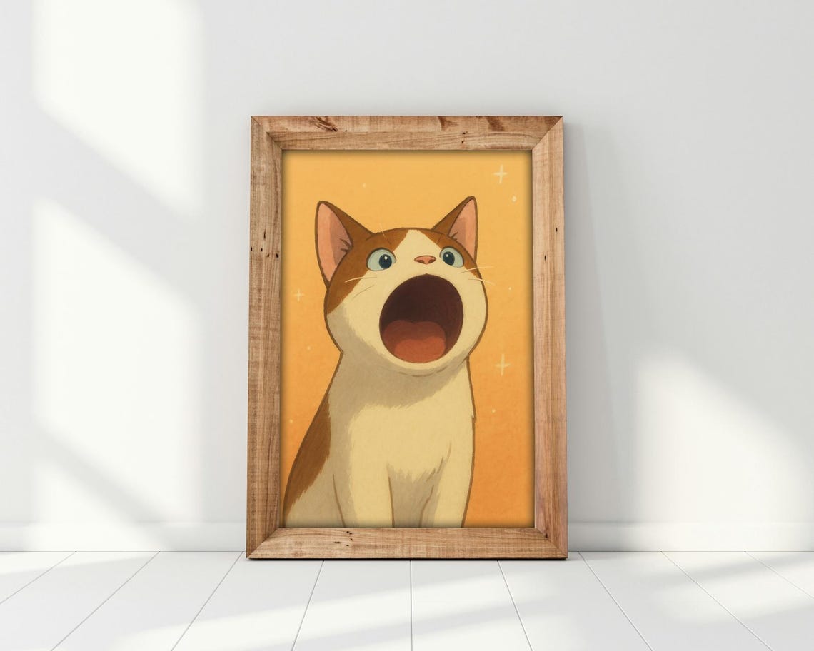 Screaming Cat, Bold Feline Art Print - Image 2