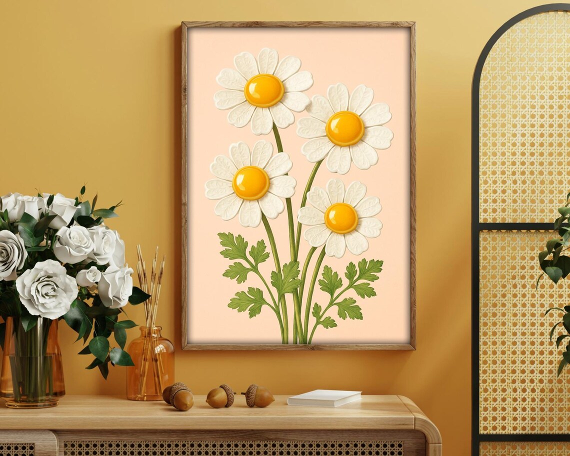 Whimsical Ceramic Daisy Egg Flowers, Kitchen Decor - Image 3