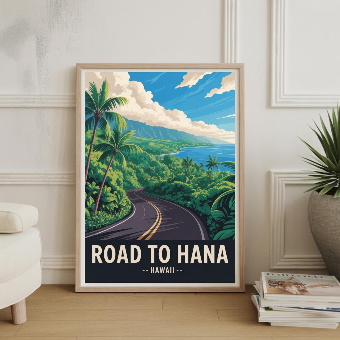 Road To Hana Hawaii Travel Poster Tropical Drive Jungle Coast Art
