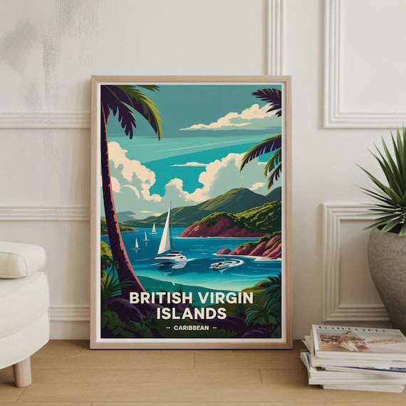 British Virgin Islands Travel Poster, Caribbean Decor