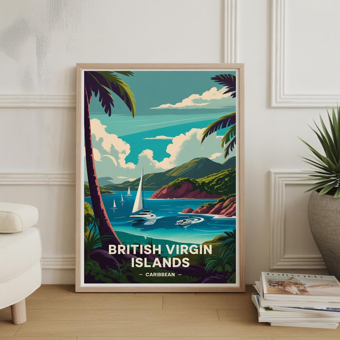 British Virgin Islands Travel Poster, Caribbean Decor