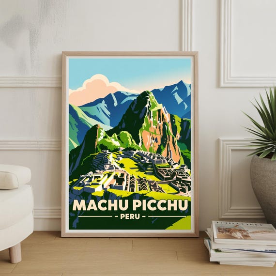 Machu Picchu Poster Peru Travel Wall Art South America Adventure Decor Cusco Landscape Print