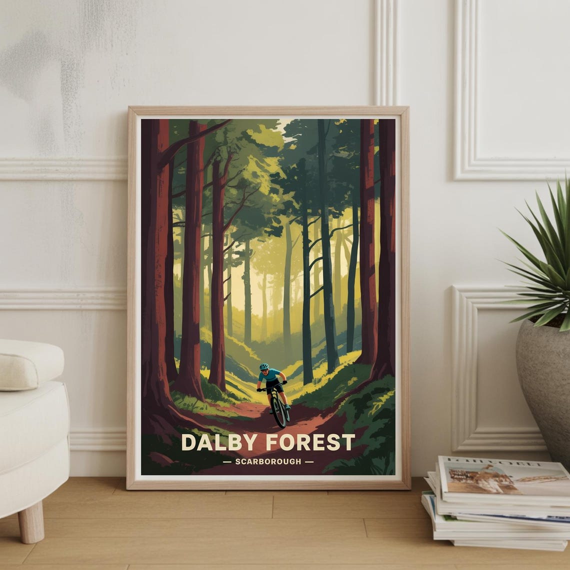 Dalby Forest Scarborough Mountain Biking Retro Travel Poster