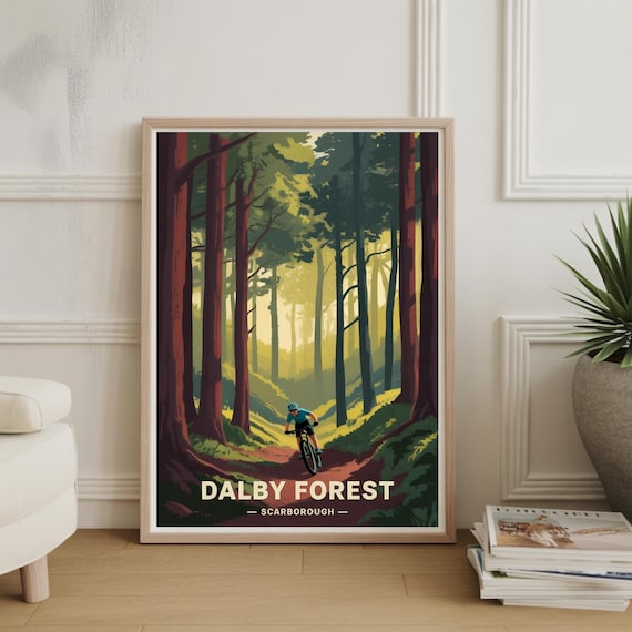 Dalby Forest Scarborough Mountain Biking Retro Travel Poster