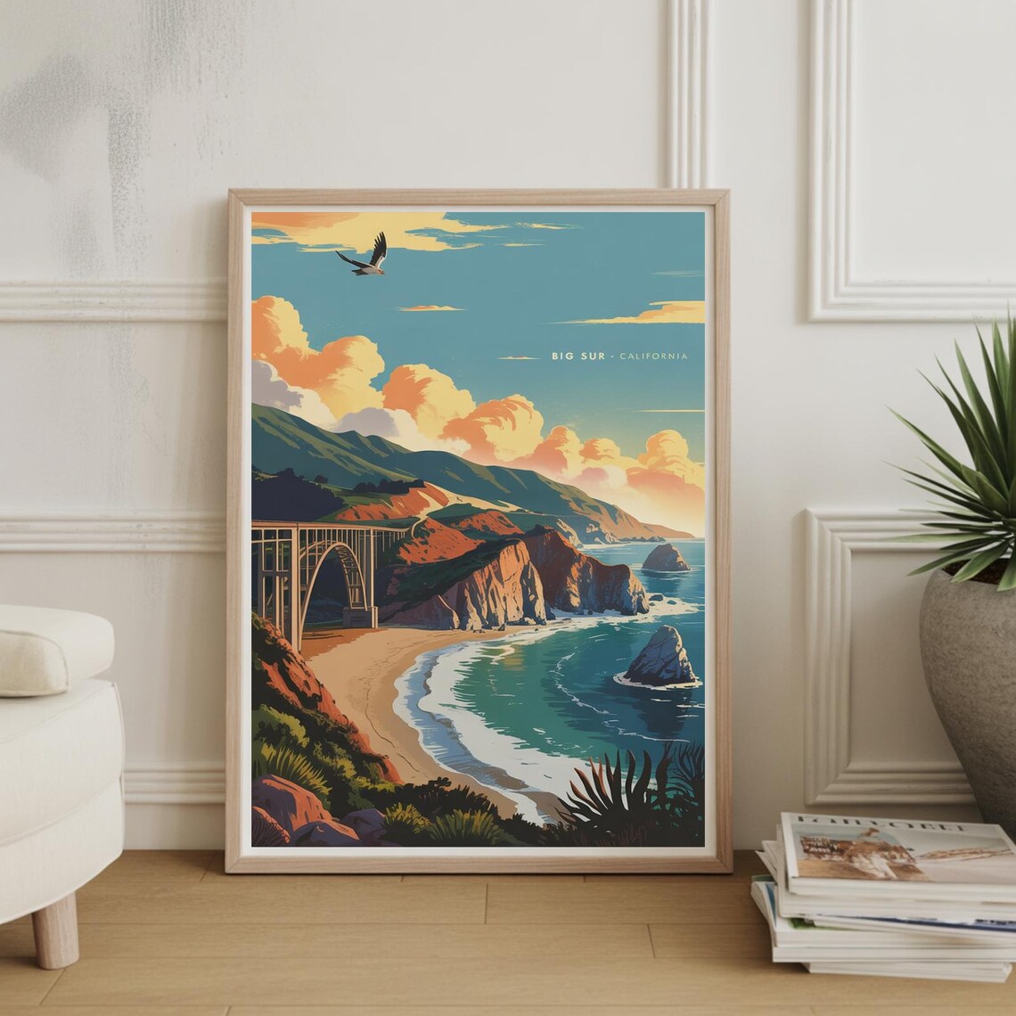 Big Sur Travel Poster, Coastal Landscape Art