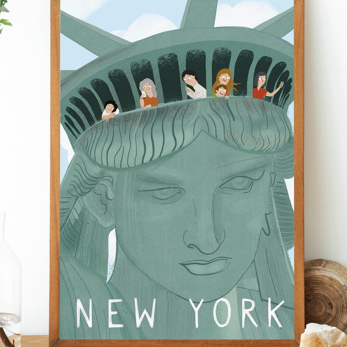 New York Statue Of Liberty Vintage Travel Poster