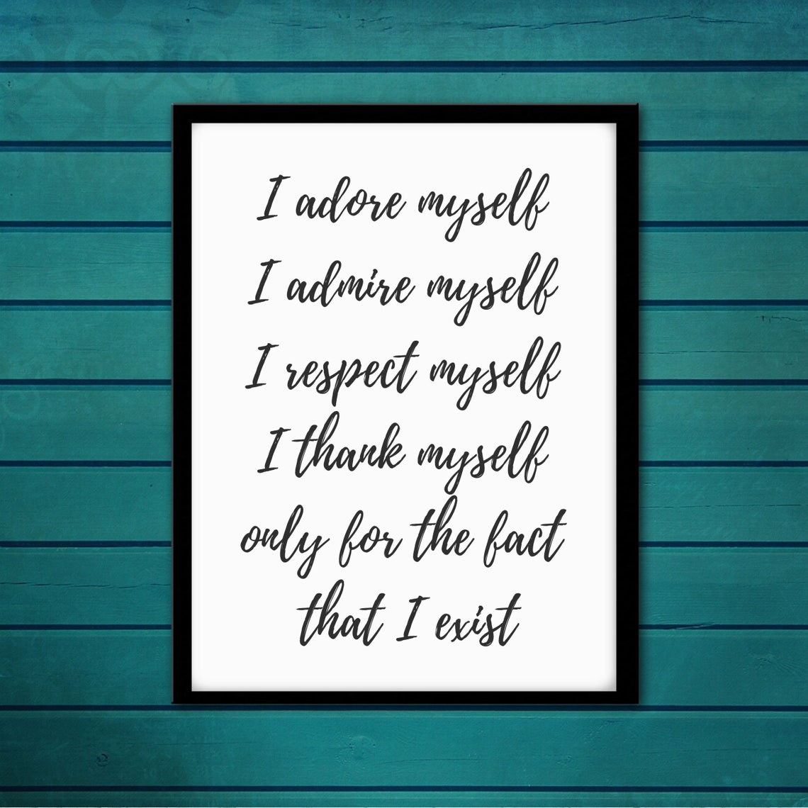 I Adore Myself Self Love Affirmation Script Typography Poster - Image 4