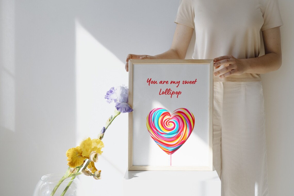 You Are My Sweet Lollipop Heart Candy Swirl Valentine Wall Poster - Image 3